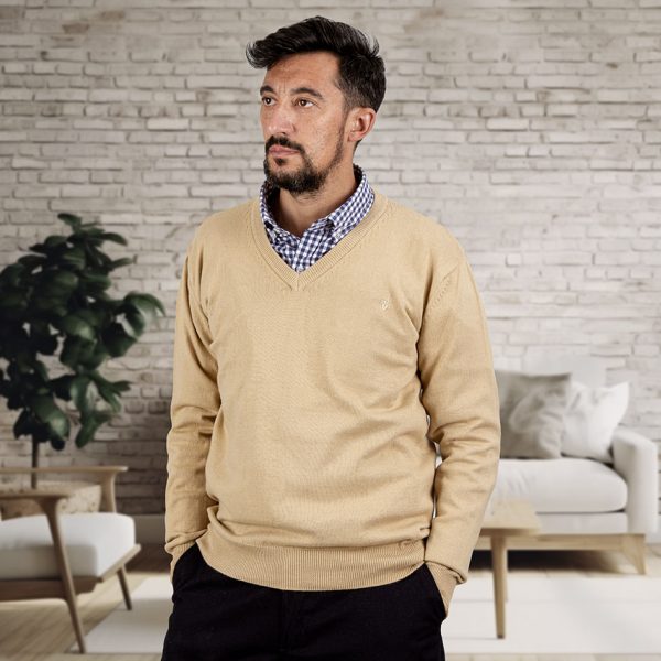 Sweater escote en V con Logo